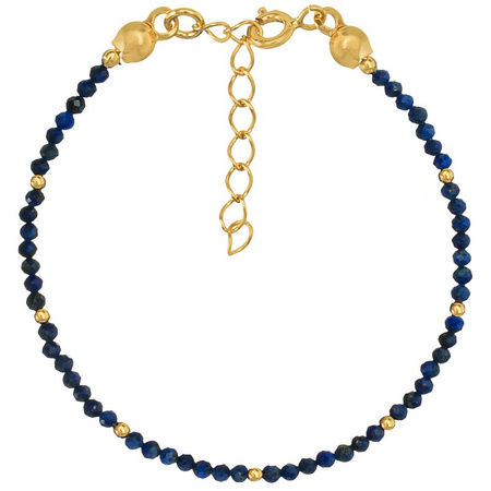 Bransoletka srebrna z kamieni naturalnych lapis lazuli 2 mm