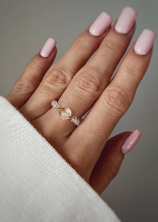 Pierścionek Elastyczny Kamienie Naturalne Kryształ Górski