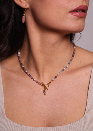 Naszyjnik agat botswana toggle z zawieszką