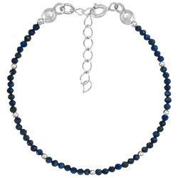 Bransoletka srebrna z kamieni naturalnych lapis lazuli 2mm