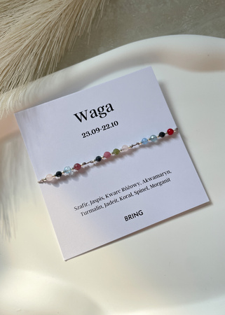 Bransoletka znak zodiaku Waga srebrne kulki