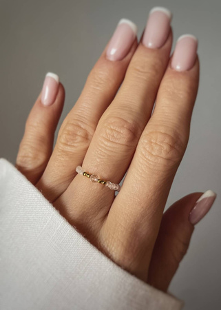 Pierścionek Elastyczny Kamienie Naturalne Kryształ Górski