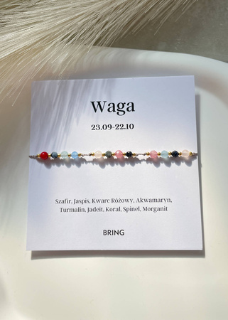 Bransoletka znak zodiaku Waga pozłacane kulki