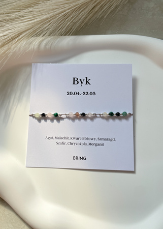 Bransoletka znak zodiaku Byk srebrne kulki