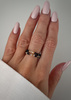 Set of Three Elastic Natural Stone Rings - Champagne Cubic Zirconia and Rhodonite