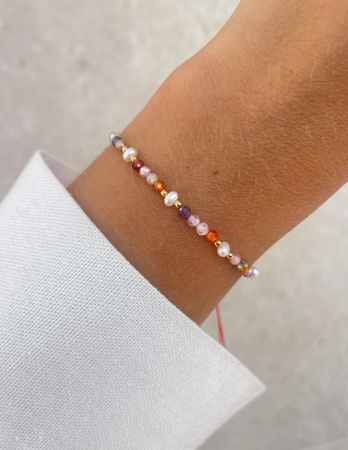 Bransoletka na nici z cyrkonii z perełką Lea - pewność siebie, dobrobyt, ochrona