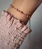 Bracelet natural stones rhodonite cubic zircon champagne silk thread