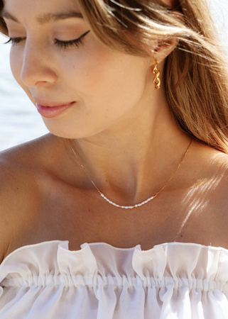 Naszyjnik srebro pozłacane i Perły naturalne