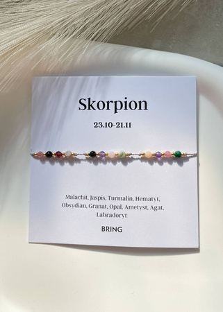 Bransoletka znak zodiaku Skorpion pozłacane kulki