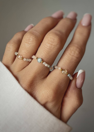 Pierścionek Elastyczny Kamienie Naturalne Morganit