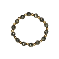 Elastic ring with natural pyrite stones