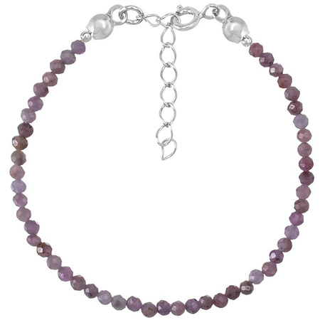 Bransoletka srebrna z kamieni naturalnych rubiny 3mm