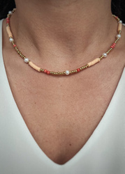 Necklace Katsuki Beads and Natural Pearls