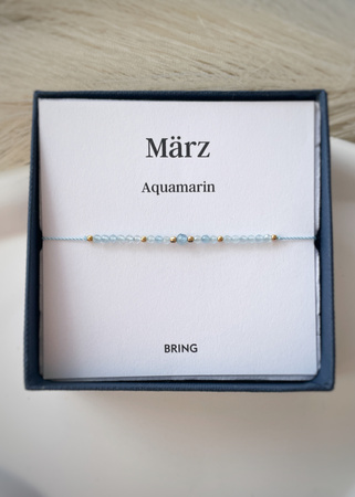 Bransoletka Kamień Urodzeniowy - Marzec pozłacana