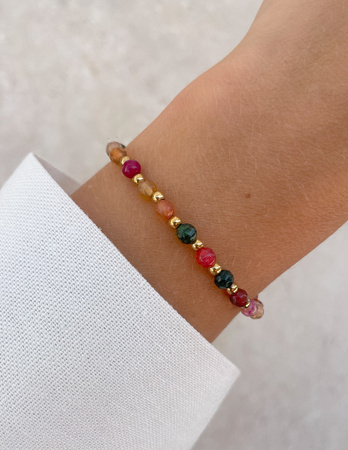 Bransoletka na gumce z mixu agatu z hematytem - ochrona, miłość, dostatek