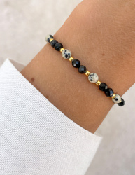 Bracelet on rubber band agate mossy with hematite - abundance, confidence, optimism