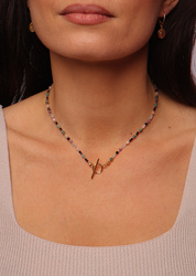 Necklace Zodiac Sign Aquarius Natural Stones Gold-Plated Toggle