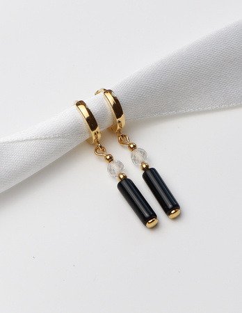 3 cm gold-plated, faceted hoop earrings