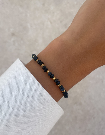 Bransoletka na gumce jadeit granatowy - szczęście, pomyślność, spełnienie marzeń