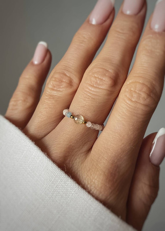 Pierścionek Elastyczny Kamienie Naturalne Morganit