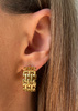 3 cm gold-plated, faceted hoop earrings