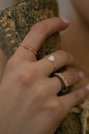 Elastic Ring Natural Stones Rose Quartz and Rhodochrosite