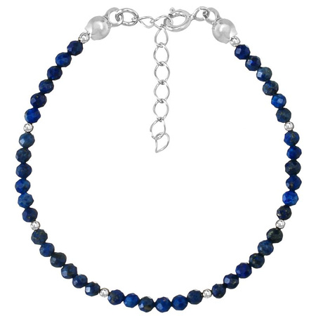 Bransoletka srebrna z kamieni naturalnych lapis lazuli 3mm
