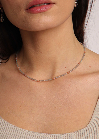 Naszyjnik Labradoryt i Rodochrozyt