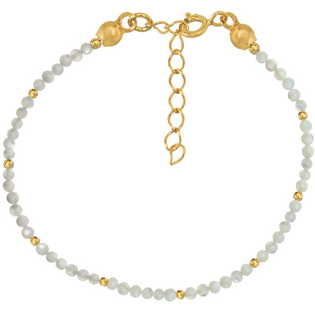 Bransoletka srebrna pozłacana z kamieni naturalnych muszla biała