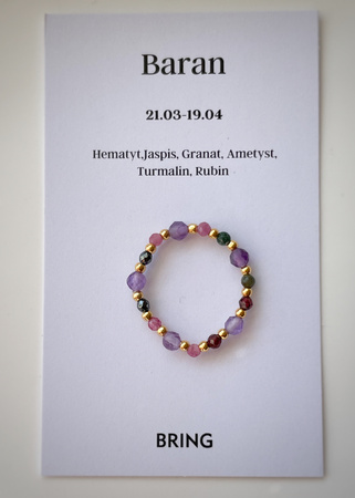 Pierścionek elastyczny znak zodiaku Baran pozłacany