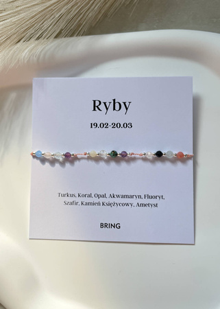 Bransoletka znak zodiaku Ryby srebrne kulki