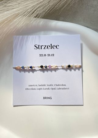 Bransoletka znak zodiaku Strzelec pozlacane kulki 