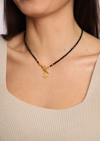 Naszyjnik z kamieni naturalnych Czarny Turmalin Toggle z zawieszką