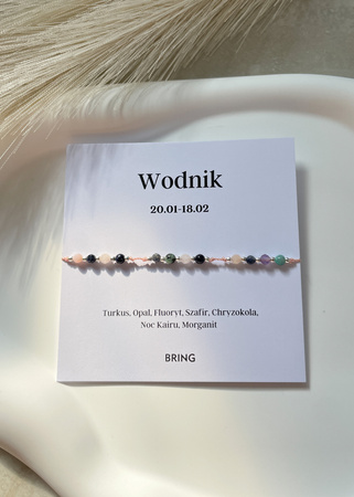 Bransoletka znak zodiaku Wodnik srebrne kulki