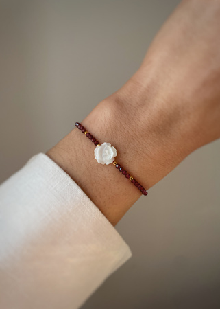 Bracelet Natural Stones Rose Quartz and Rhodochrosite