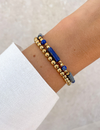 Bransoletki na gumce - lapis lazuli z hematytem