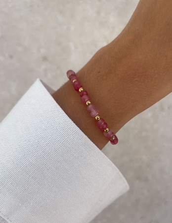 Bransoletka na gumce jadeit malinowy - szczęście, pomyślność, spełnienie marzeń