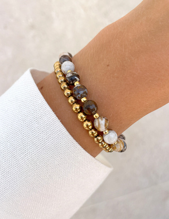 Bransoletki na gumce - jaspis z hematytem