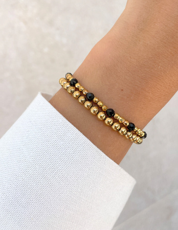 Bransoletki na gumce - czarny turmalin z hematytem