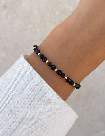 Bransoletka na gumce z Noc Kairu z hematytem -siła, odwaga, spokój