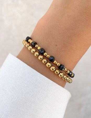 Bransoletki na gumce - czarny turmalin z hematytem