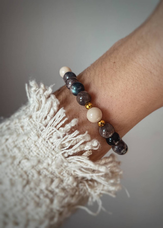 Bransoletka na gumce z Jaspisów i Kamienia Słonecznego