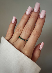 Elastic Ring Natural Stones Amazonite and Pearls Silver Gold Plated