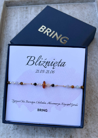 Bransoletka znak zodiaku Bliźnięta srebrne kulki 