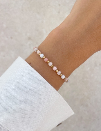 Bransoletka na gumce z opalu z hematytem - optymizm, kreatywność, entuzjazm