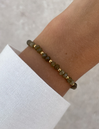 Bransoletka na gumce jadeit oliwkowy - szczęście, pomyślność, spełnienie marzeń