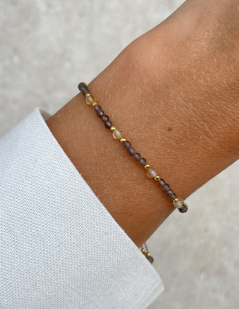 Bransoletka na nici z kwarcu dymnego z cytrynem - spokój, dobrobyt, pewność siebie