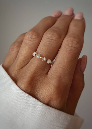 Pierścionek Elastyczny Kamienie Naturalne Morganit