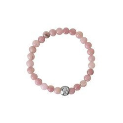 Elastic ring with natural rhodonite stones