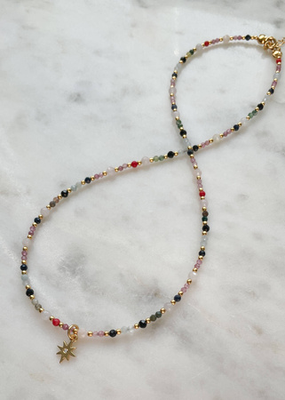 Naszyjnik Znak Zodiaku Waga Kamienie Naturalne z Zawieszką